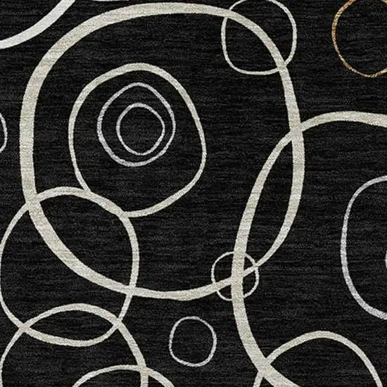 Black Ivory And Brown Geometric Washable Indoor Outdoor Area Rug Photo 2