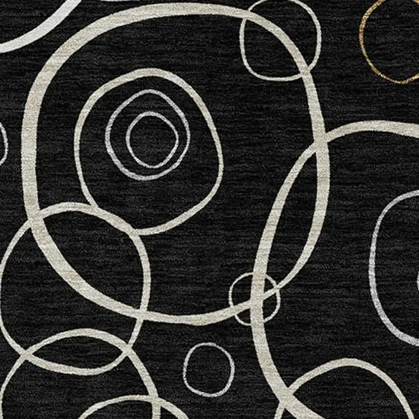 Black Ivory And Brown Geometric Washable Indoor Outdoor Area Rug Photo 2