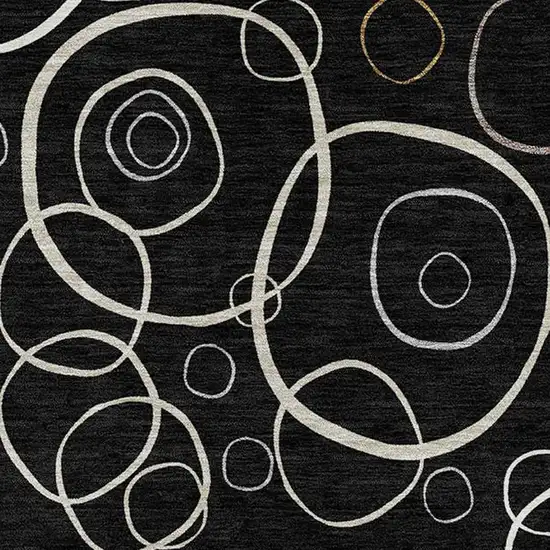 Black Ivory And Brown Geometric Washable Indoor Outdoor Area Rug Photo 3