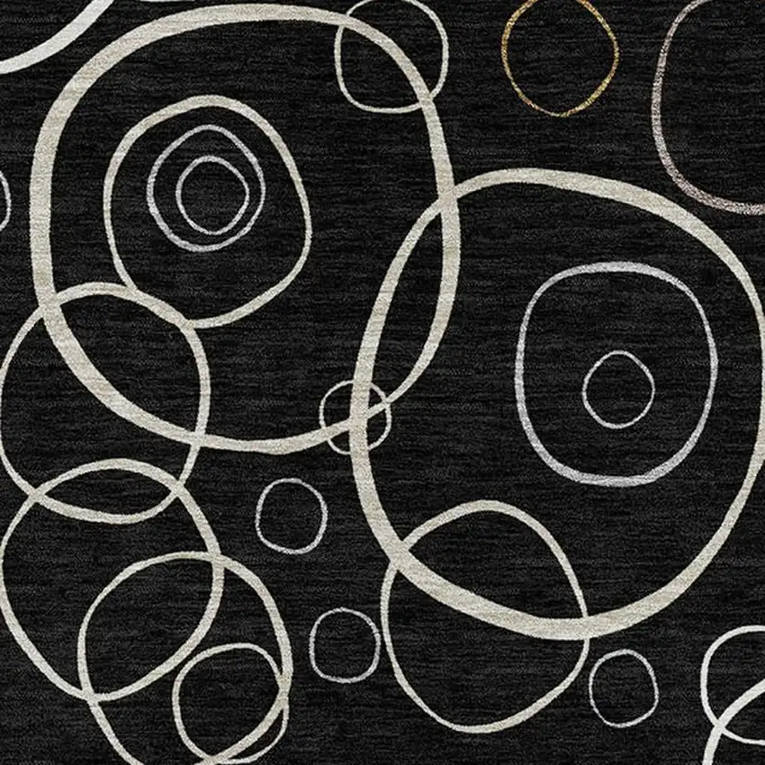 Black Ivory And Brown Geometric Washable Indoor Outdoor Area Rug Photo 3