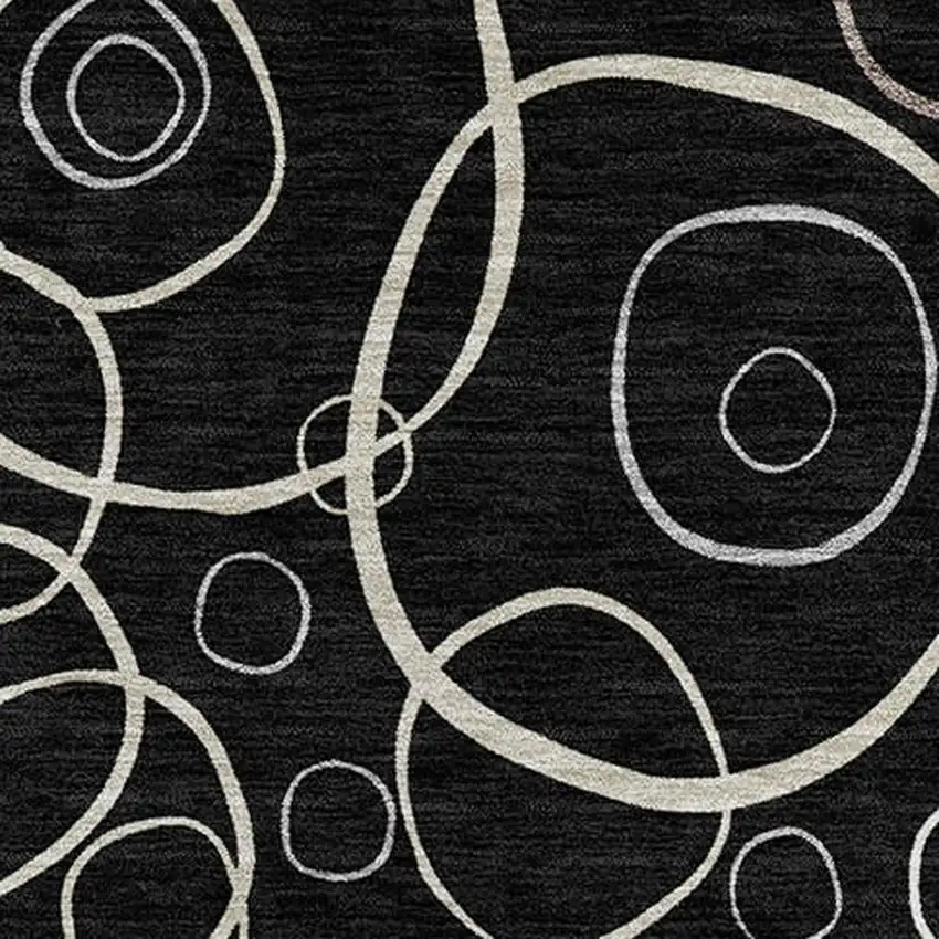 Black Ivory And Brown Geometric Washable Indoor Outdoor Area Rug Photo 2