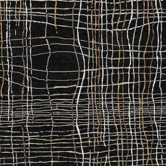 Black Ivory And Brown Striped Washable Indoor Outdoor Area Rug Photo 6