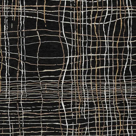 Black Ivory And Brown Striped Washable Indoor Outdoor Area Rug Photo 6