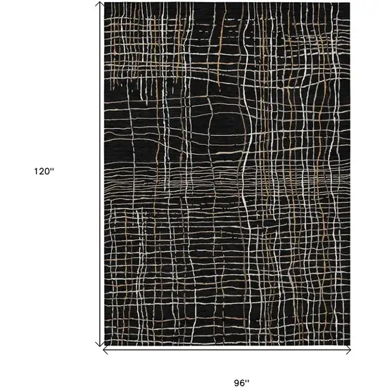 Black Ivory And Brown Striped Washable Indoor Outdoor Area Rug Photo 3