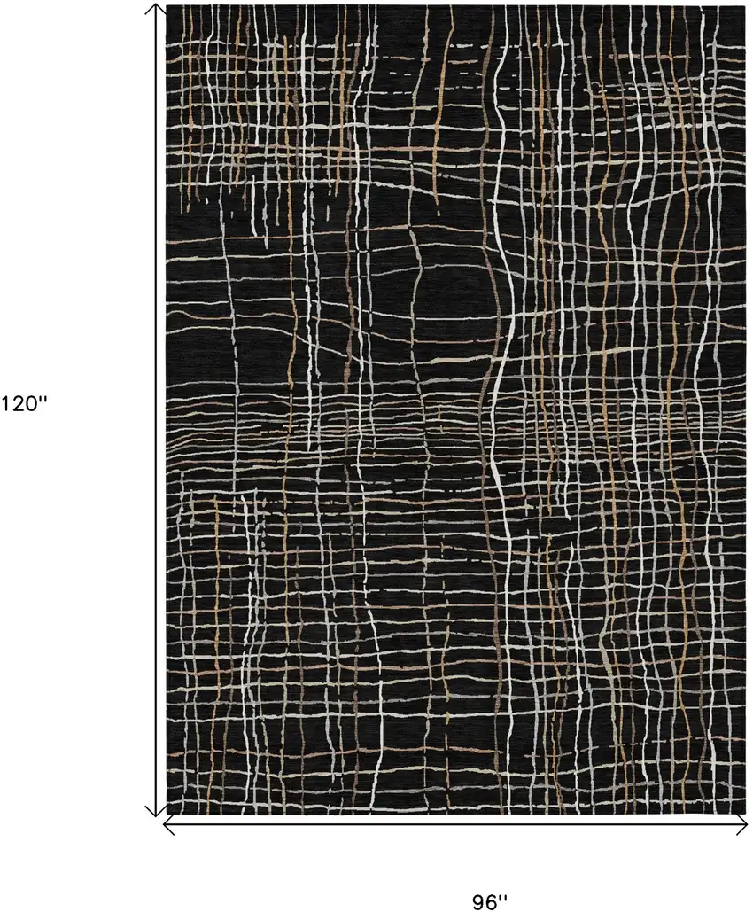 Black Ivory And Brown Striped Washable Indoor Outdoor Area Rug Photo 3