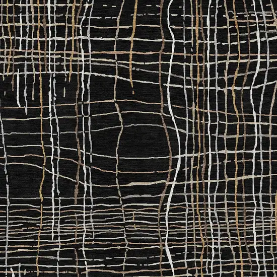 Black Ivory And Brown Striped Washable Indoor Outdoor Area Rug Photo 6