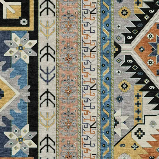 Black Ivory And Copper Aztec Washable Indoor Outdoor Area Rug Photo 5