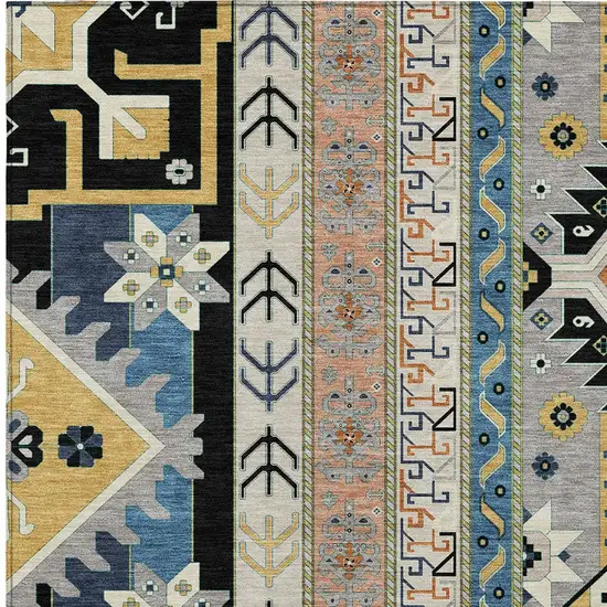 Black Ivory And Copper Aztec Washable Indoor Outdoor Area Rug Photo 5