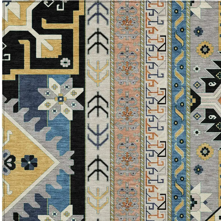 Black Ivory And Copper Aztec Washable Indoor Outdoor Area Rug Photo 5