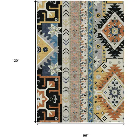Black Ivory And Copper Aztec Washable Indoor Outdoor Area Rug Photo 3