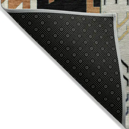 Black Ivory And Copper Aztec Washable Indoor Outdoor Area Rug Photo 2