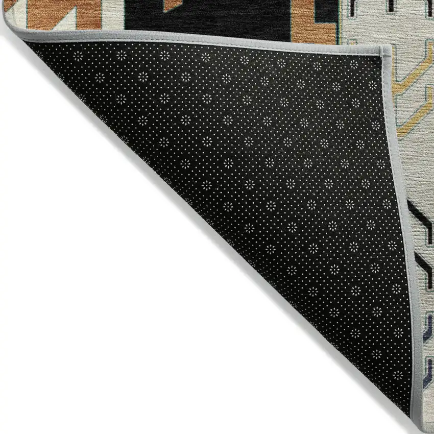 Black Ivory And Copper Aztec Washable Indoor Outdoor Area Rug Photo 2