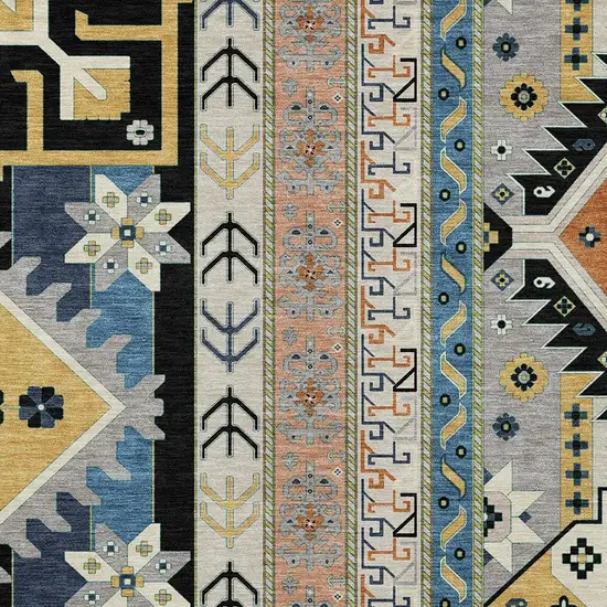 Black Ivory And Copper Aztec Washable Indoor Outdoor Area Rug Photo 4