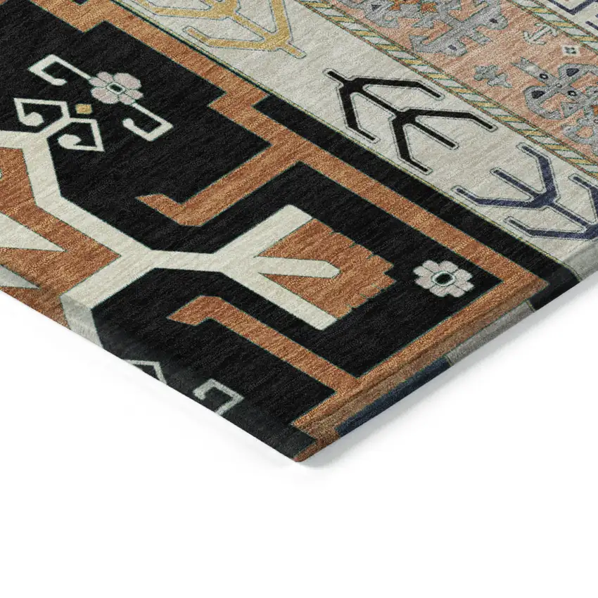 Black Ivory And Copper Aztec Washable Indoor Outdoor Area Rug Photo 4