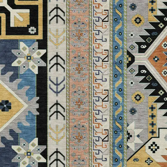 Black Ivory And Copper Aztec Washable Indoor Outdoor Area Rug Photo 5