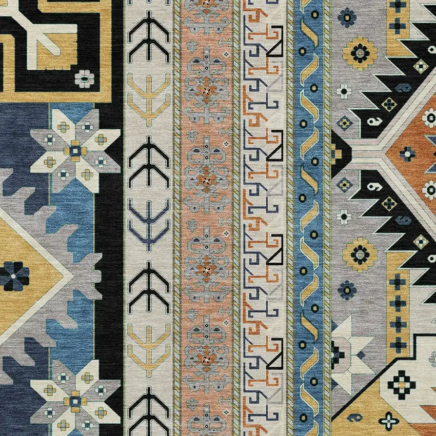 Black Ivory And Copper Aztec Washable Indoor Outdoor Area Rug Photo 5