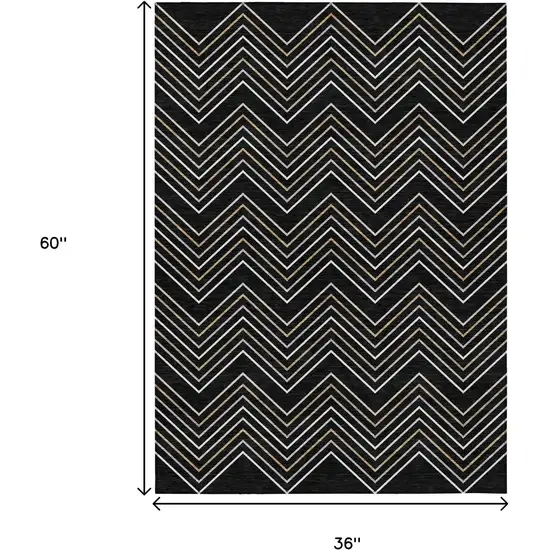 Black Ivory And Copper Geometric Washable Indoor Outdoor Area Rug Photo 7