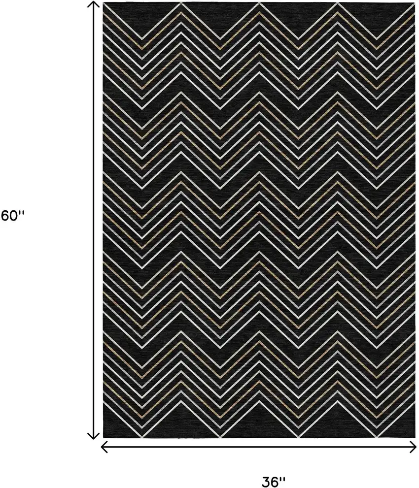 Black Ivory And Copper Geometric Washable Indoor Outdoor Area Rug Photo 7