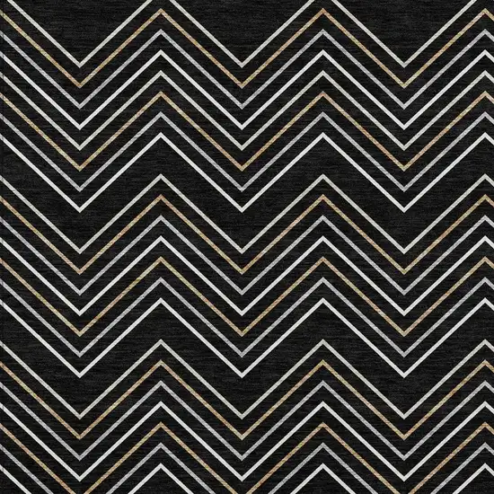 Black Ivory And Copper Geometric Washable Indoor Outdoor Area Rug Photo 2