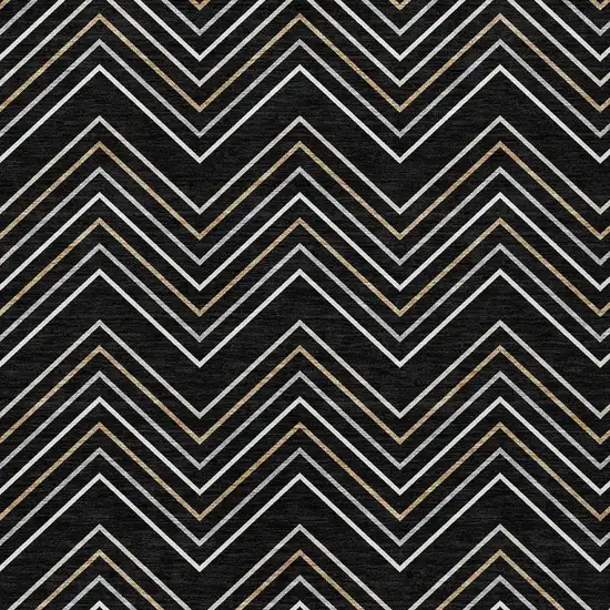 Black Ivory And Copper Geometric Washable Indoor Outdoor Area Rug Photo 2