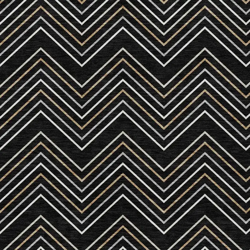 Black Ivory And Copper Geometric Washable Indoor Outdoor Area Rug Photo 2