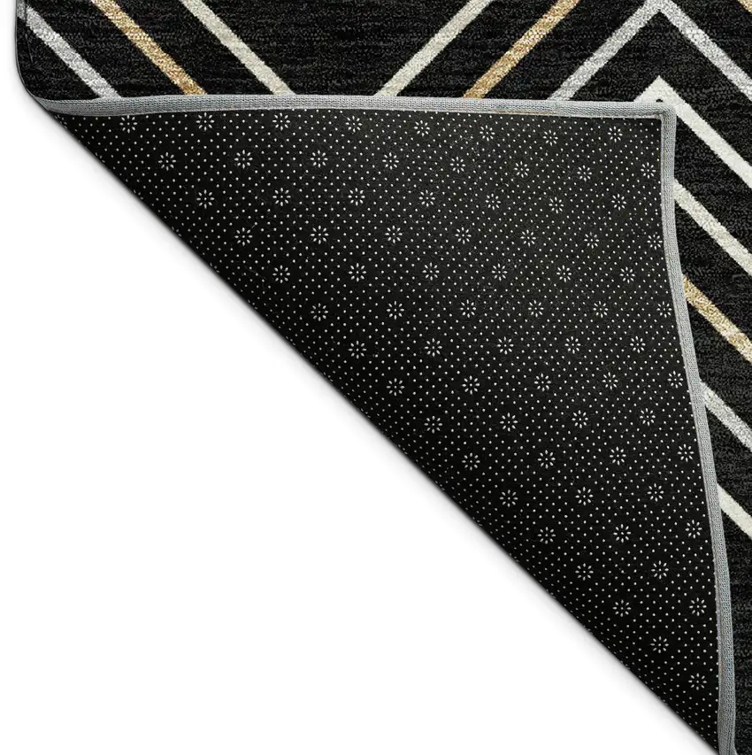 Black Ivory And Copper Geometric Washable Indoor Outdoor Area Rug Photo 9
