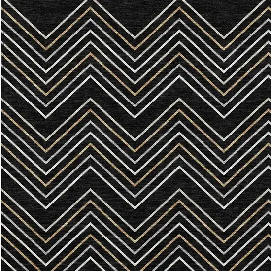 Black Ivory And Copper Geometric Washable Indoor Outdoor Area Rug Photo 2