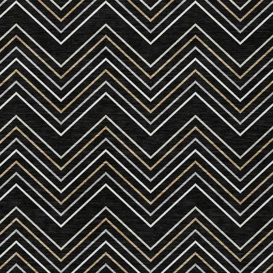 Black Ivory And Copper Geometric Washable Indoor Outdoor Area Rug Photo 2