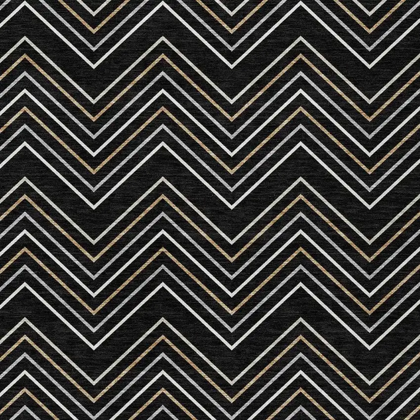 Black Ivory And Copper Geometric Washable Indoor Outdoor Area Rug Photo 2