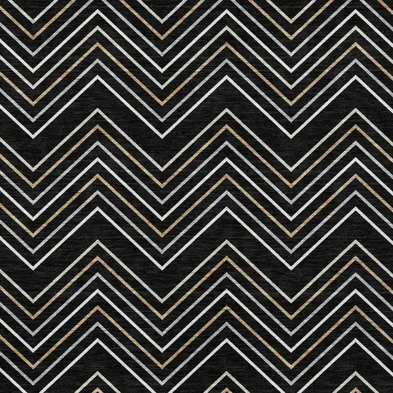 Black Ivory And Copper Geometric Washable Indoor Outdoor Area Rug Photo 2