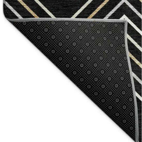 Black Ivory And Copper Geometric Washable Indoor Outdoor Area Rug Photo 9