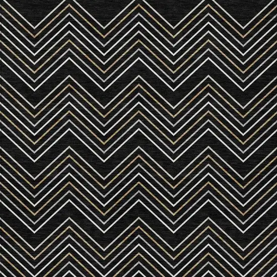 Black Ivory And Copper Geometric Washable Indoor Outdoor Area Rug Photo 3