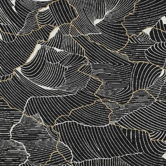 Black Ivory And Gold Abstract Washable Area Rug With UV Protection Photo 2
