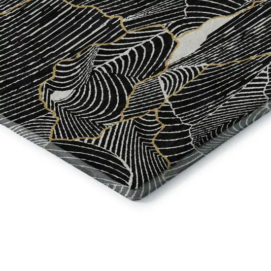 Black Ivory And Gold Abstract Washable Area Rug With UV Protection Photo 7