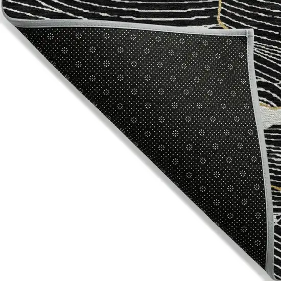 Black Ivory And Gold Abstract Washable Indoor Outdoor Area Rug Photo 5