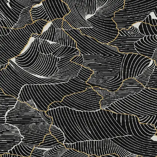 Black Ivory And Gold Abstract Washable Indoor Outdoor Area Rug Photo 6