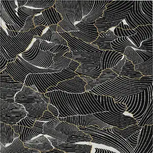 Photo of Black Ivory And Gold Abstract Washable Indoor Outdoor Area Rug