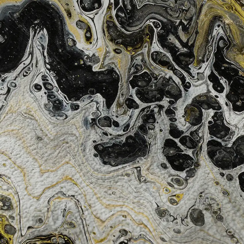 Black Ivory And Gold Abstract Washable Indoor Outdoor Area Rug Photo 8