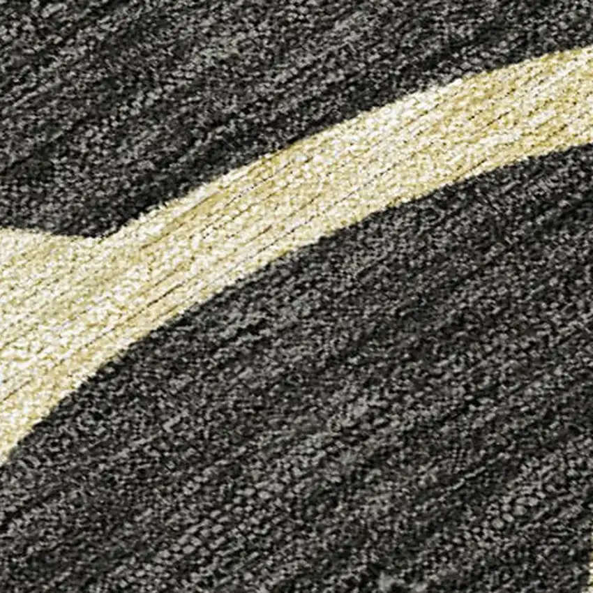 Black Ivory And Gold Botanical Leaves Washable Indoor Outdoor Area Rug Photo 2