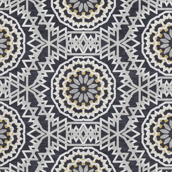 Black Ivory And Gold Geometric Washable Area Rug With UV Protection Photo 7