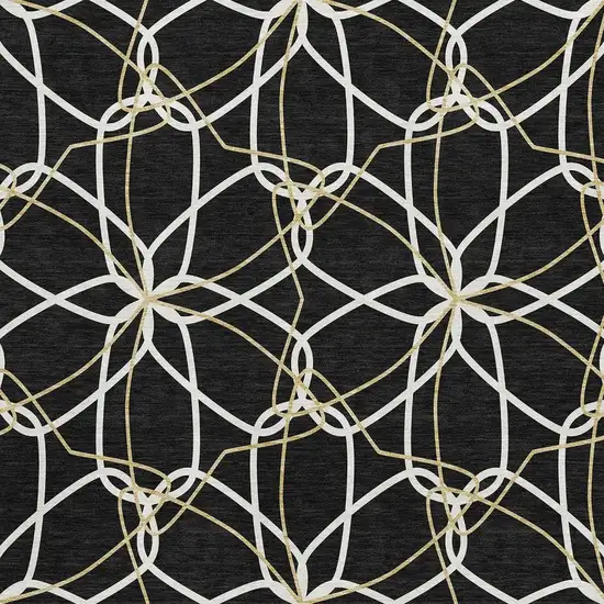 Black Ivory And Gold Geometric Washable Area Rug With UV Protection Photo 3