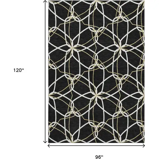 Black Ivory And Gold Geometric Washable Area Rug With UV Protection Photo 8