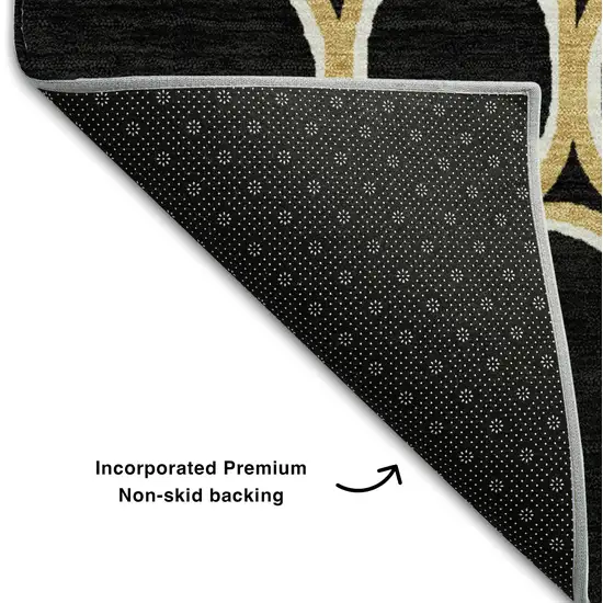 Black Ivory And Gold Geometric Washable Area Rug With UV Protection Photo 6