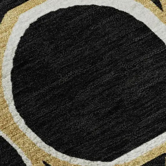 Black Ivory And Gold Geometric Washable Area Rug With UV Protection Photo 2
