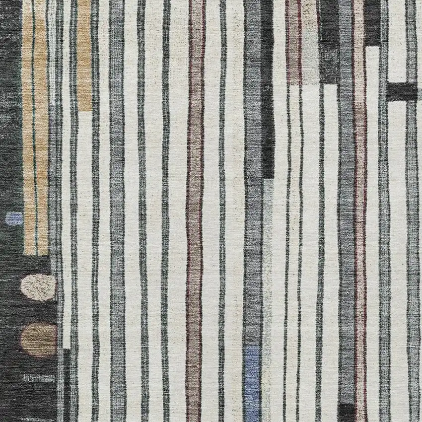 Black Ivory And Gold Geometric Washable Indoor Outdoor Area Rug Photo 4