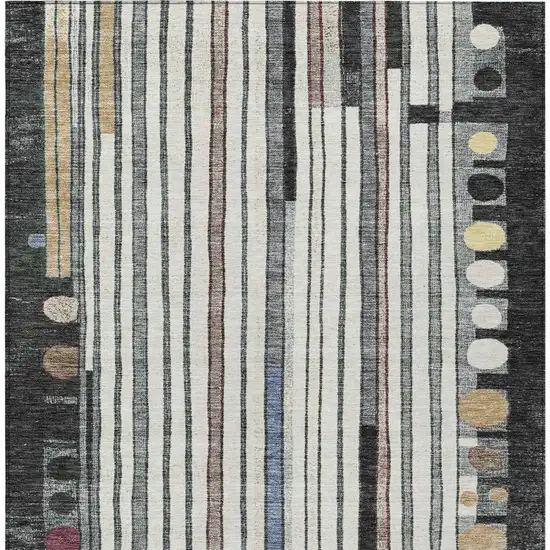 Black Ivory And Gold Geometric Washable Indoor Outdoor Area Rug Photo 5