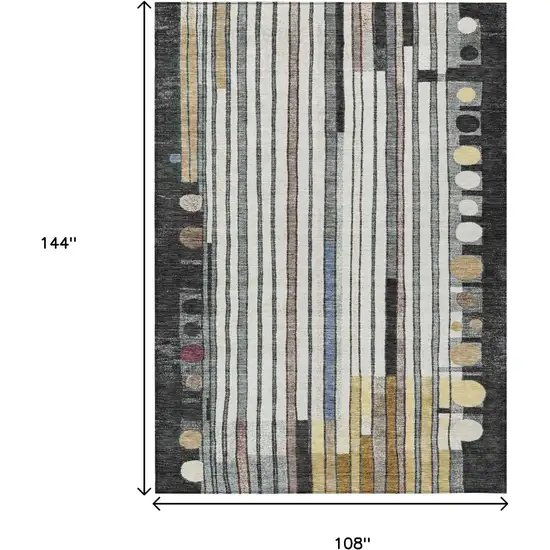 Black Ivory And Gold Geometric Washable Indoor Outdoor Area Rug Photo 9