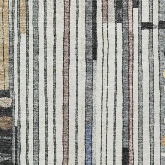 Black Ivory And Gold Geometric Washable Indoor Outdoor Area Rug Photo 5