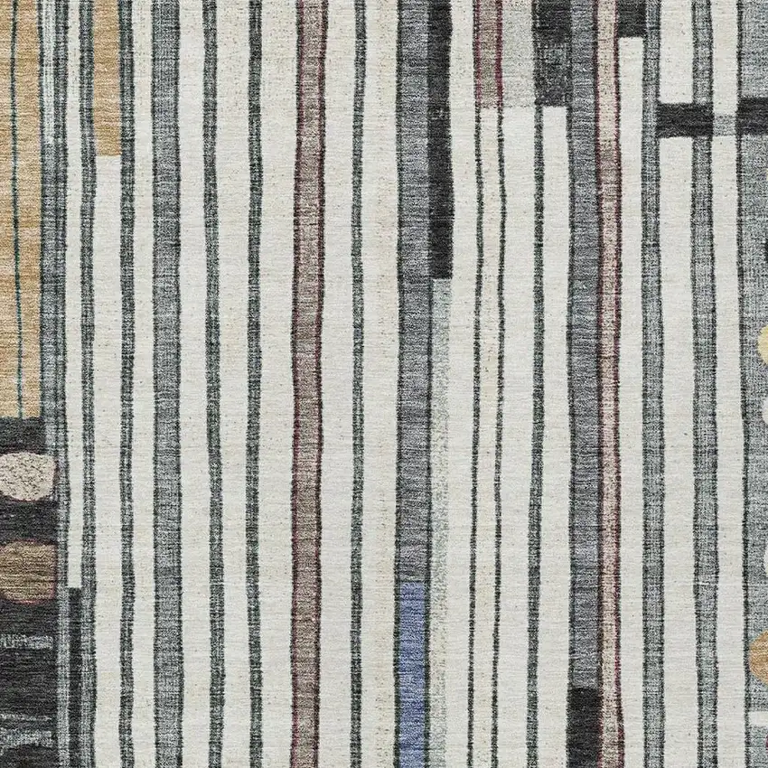 Black Ivory And Gold Geometric Washable Indoor Outdoor Area Rug Photo 5