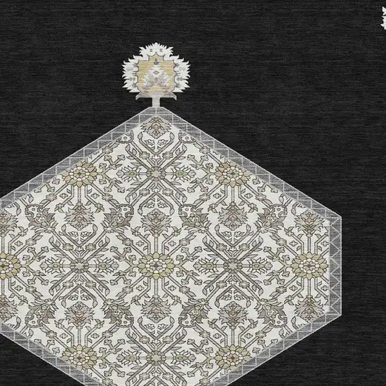 Black Ivory And Gold Oriental Washable Area Rug With UV Protection Photo 2